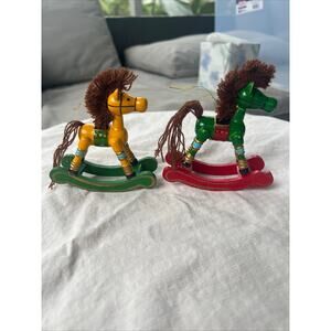 2 Russ brand rocking horse ornaments
